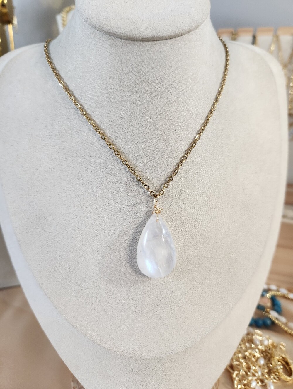 Handmade Large Moonstone Necklace